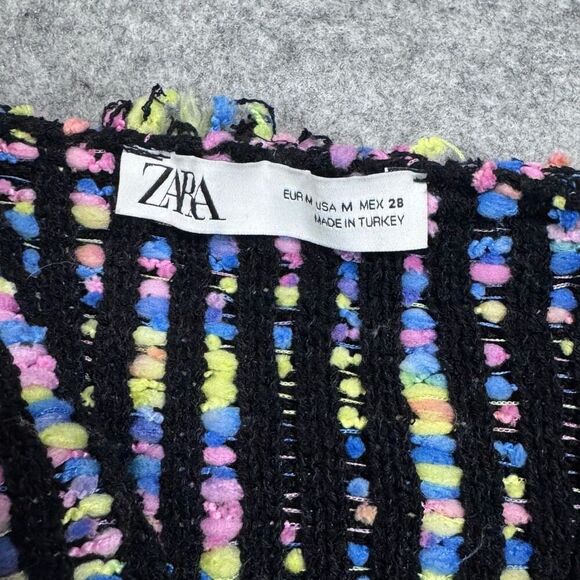 Zara TWEED KNIT JACKET CARDIGAN MULTI‎ COLOR medium - Picture 8 of 9